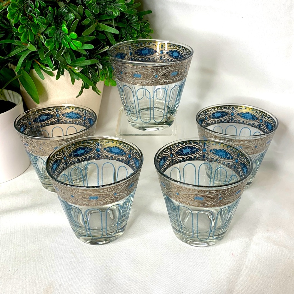Set of 5 vintage / MCM CULVER SORRENTO silver filigree with turquoise